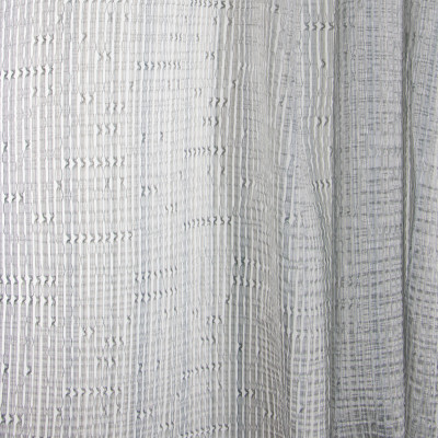 B7987 Vintage Linen Fabric: E03, INHERENTLY FIRE RETARDANT, FIRE RESISTANT, IFR, TEXTURE, STRIPE, GRAY, SHEER, WINDOW