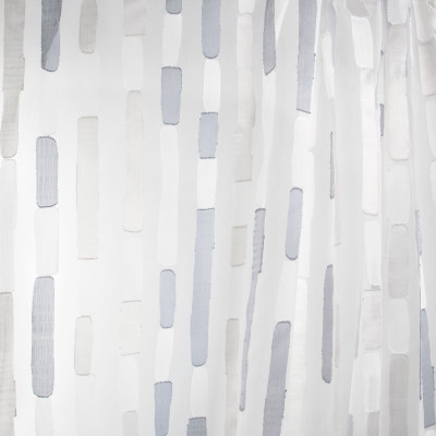 B7989 Mineral Fabric: E03, INHERENTLY FIRE RETARDANT, FIRE RESISTANT, IFR, METALLIC, GRAY, STRIPE, CONTEMPORARY, SHEER, WINDOW