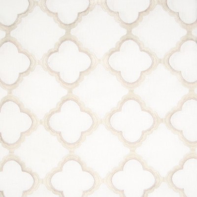 B8016 Off-White Fabric: E04, OGEE, MEDALLION, EMBROIDERY, CHAMPAGNE, FAUX LINEN, WINDOW, DRAPERY