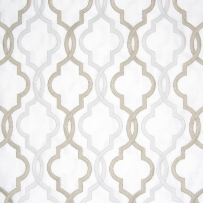 B8030 Ivory Fabric: E04, LATTICE, EMBROIDERY, FAUX LINEN, GEOMETRIC, SATIN, GRAY