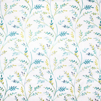 B8114 Caribbean Fabric: E09, E06, FAUX LINEN, EMBROIDERY, FOLIAGE, TEAL, GREEN, FLORAL, BOTANICAL, DRAPERY, WINDOW