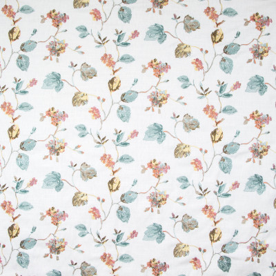 B8119 Bouquet Fabric: E08, E06, FLORAL, EMBROIDERY, MULTI, PINK, BLUE, GOLD, FAUX LINEN, WINDOW, DRAPERY, PINK AND BLUE