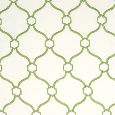 B8304 Grass Fabric: E09, GREEN OGEE, GREEN LATTICE EMBROIDERY, OGEE EMBROIDERY, LATTICE EMBROIDERY