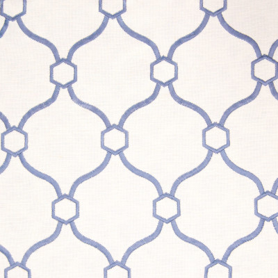 B8328 Wedgewood Fabric: E10, BLUE LATTICE EMBROIDERY, GEOMETRIC EMBROIDERY, BLUE EMBROIDERY, LINEN EMBROIDERY, OGEE EMBROIDERY, BLUE OGEE