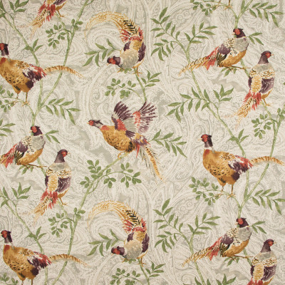 B9166 Slate Fabric: E25, BIRD, ANIMAL, PHEASANT, LARGE SCALE PRINT, PAISLEY PRINT