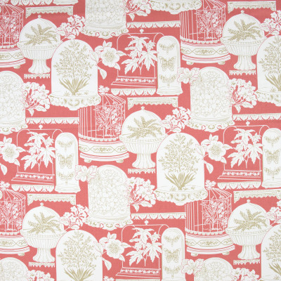 B9373 Guava Fabric: E29, ASIAN INSPIRED, FLORAL, BIRD CAGES