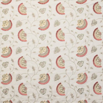 B9391 Capri Fabric: E29, RED FLORAL EMBROIDERY, NEUTRAL FLORAL EMBROIDERY, LARGE SCALE FLORAL EMBROIDERY
