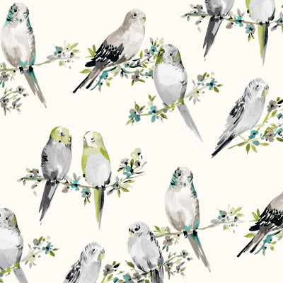 B9507 Dove Fabric: E37, E33, BIRD PRINT, ANIMAL PRINT, GRAY PRINT, COTTON PRINT, TEAL PRINT, AQUA PRINT, BIRD, BIRDS