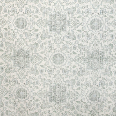 B9669 Seagrass Fabric: E37, VINTAGE CARPET MEDALLION, VINTAGE MEDALLION INSPIRED, FLORAL PRINT, LINEN PRINT, SPA BLUE, LIGHT BLUE