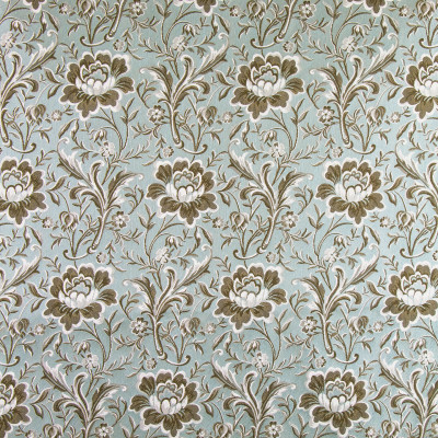 B9774 Fresco Fabric: E40, LIGHT BLUE FLORAL, BROWN, BLUE AND BROWN, BLUE AND BROWN FLORAL, FLOWERS, LEAVES, BOTANICAL