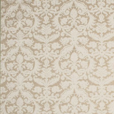 F1254 Chalk Fabric: E54, FLORAL, MEDALLION, NEUTRAL, NATURAL, MADE IN USA, FAUX LINEN, PRINT