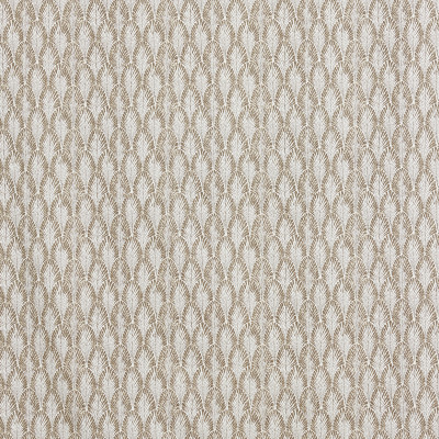 F1263 Driftwood Fabric: E54, LEAF, FERN, SCALLOP, MEDALLION, FOLIAGE, PRINT, FAUX LINEN, LINEN BLEND, NEUTRAL, DRIFTWOOD, MADE IN USA