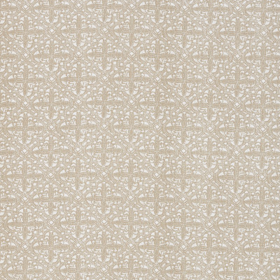 F1268 Latte Fabric: E54, GEOMETRIC, MEDALLION, NEUTRAL, FAUX LINEN, LINEN BLEND, MADE IN USA