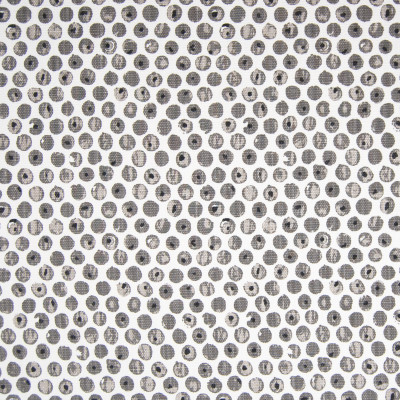 F1280 Gray Fabric: E54, POLKA DOT, DOT, GEOMETRIC, GRAY, PRINT, LINEN BLEND, FAUX LINEN, MADE IN USA