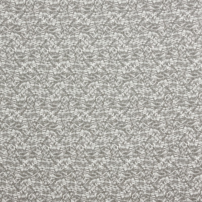 F1281 Stone Fabric: E54, PALM, LEAF, FOLIAGE, TROPICAL, GRAY, PRINT, MADE IN USA, FAUX LINEN, LINEN BLEND