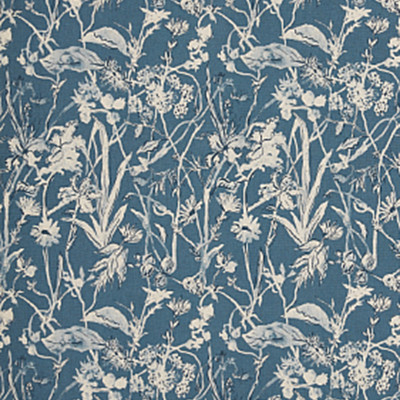 F1326 Admiral Fabric: E55, BLUE, ADMIRAL, FLORAL, FOLIAGE, BOTANICAL, PRINT, COTTON BLEND, MADE IN USA