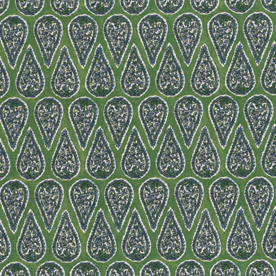 F1340 Kelly Fabric: E55, PAISLEY, MEDALLION, GREEN, COTTON, COTTON PRINT, 100% COTTON, MADE IN USA, TEARDROP