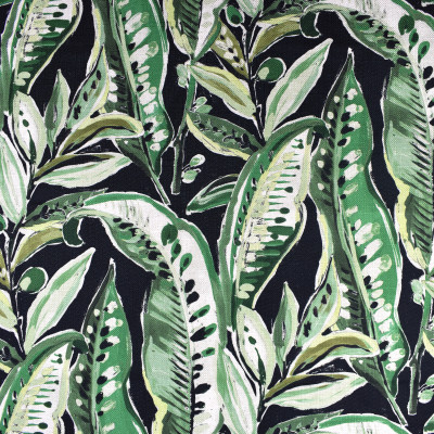 F2370 Leaf Fabric: E71, LEAF, GREEN AND BLACK LEAF PRINT, TROPICAL PRINT, TROPICAL LEAF, GREEN AND BLACK TROPICAL, GREEN FOLIAGE, GREEN AND BLACK FOLIAGE, GREEN TROPICAL FOLIAGE