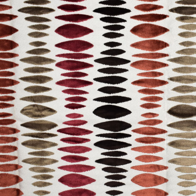 F2379 Chocolate Fabric: E71, CONTEMPORARY CUT VELVET, TEXTURED VELVET, RED, BURNT ORANGE, BROWN, TAN, CUT VELVET, CONTEMPORARY TEXTURE, OVAL CUT VELVET