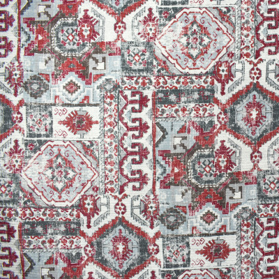 F2384 Charcoal Fabric: E71, RED AND BLUE CONTEMPORARY, RED AND BLUE PRINT,CONTEMPORARY PRINT, AZTEC PRINT, SOUTHWEST PRINT, PRINTED CHENILLE