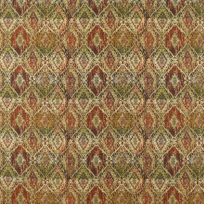 F2402 Spice Fabric: E72, MEDALLION TAPESTRY, MEDALLION JACQUARD, TAPESTRY, JACQUARD, GREEN MEDALLION, ORANGE MEDALLION, MULTICOLOR TAPESTRY, GREEN TAPESTRY, ORANGE TAPESTRY