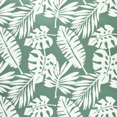 F2657 Water Fabric: E76, MADE IN USA, REVOLUTION, OUTDOOR, REVOLUTION OUTDOOR, PERFORMANCE, BLEACH CLEANABLE, TROPICAL OUTDOOR, LEAF, OUTDOOR LEAF, TEAL TROPICAL, TEAL OUTDOOR, TEAL LEAF, TROPICAL, FOLIAGE