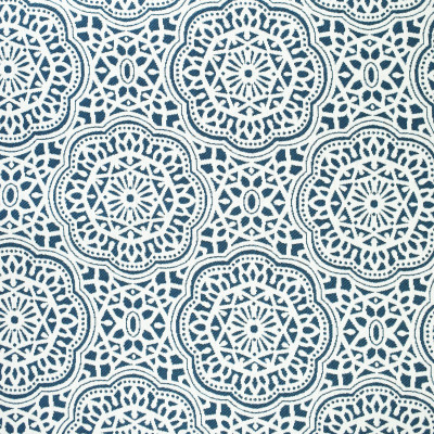 F2669 River Fabric: E76, MADE IN USA, REVOLUTION, OUTDOOR, REVOLUTION OUTDOOR, PERFORMANCE, BLEACH CLEANABLE, OUTDOOR MEDALLION, OUTDOOR GEOMETRIC, BLUE MEDALLION, BLUE GEOMETRIC