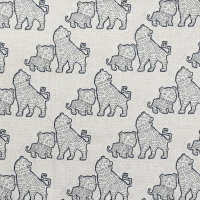 F2736 Sapphire Fabric: E84, ANIMAL, ASIAN, NOVELTY, EMBROIDERY, BLUE, SAPPHIRE, NAVY