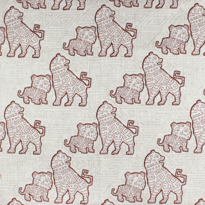 F2842 Carmine Fabric: E85, ANIMAL, ASIAN, NOVELTY, EMBROIDERY, RED, WINDOW, DRAPERY