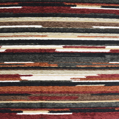 F2846 Cayenne Fabric: E85, STRIPE, CONTEMPORARY, TEXTURE, CHENILLE, PLUSH, RED, ORANGE, CAYENNE