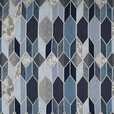 F3252 Sapphire Fabric: E88, MADE IN USA, GEOMETRIC, METALLIC, TEXTURE, CHENILLE, BLUE, SAPPHIRE