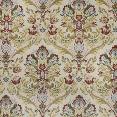 F3467 Carnation Fabric: E92, TRADITIONAL, TAPESTRY, WOVEN, FLORAL, RED, BLUE, CARNATION