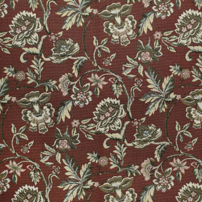 F3484 Garnet Fabric: E92, TRADITIONAL, TAPESTRY, WOVEN, FLORAL, GARNET, CARNATION