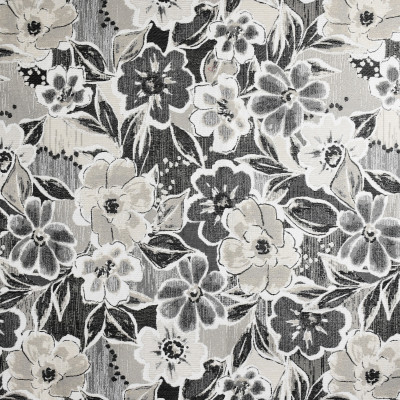 F3777 Charcoal Fabric: M06, FLORAL, JACQUARD, BLACK, GRAY, GREY, CHARCOAL