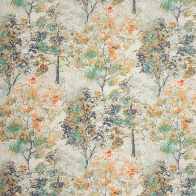 S1270 Tarragon Fabric: S07, COTTON, 100% COTTON, ORANGE FLORAL, GREEN FLORAL, FLORAL PRINT, ANNA ELISABETH