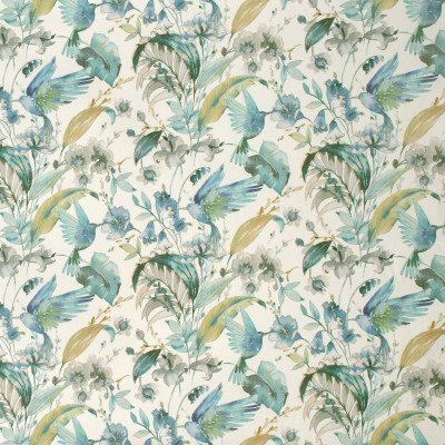 S1282 Dream Blue Fabric: S07, COTTON, 100% COTTON, ANNA ELISABETH, FLORAL PRINT, BLUE FLORAL, GREEN FLORAL, BLUE PRINT, GREEN PRINT