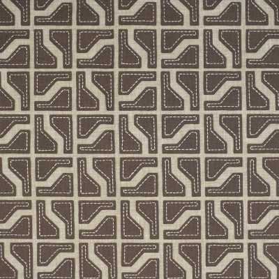 S1585 Hemp Fabric: S12, ANNA ELISABETH, CATHEDRAL SAINT-ANDRE, BORDEAUX, GEOMETRIC, EMBROIDERY, GEOMETRIC EMBROIDERY, BROWN GEOMETRIC, BROWN EMBROIDERY, BEIGE, BEIGE EMBROIDERY, BEIGE GEOMETRIC, CONTEMPORARY, CONTEMPORARY EMBROIDERY, HEMP