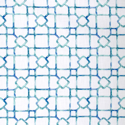 S1767 Isle Waters Fabric: S15, WATERCOLOR, CONTEMPORARY, GEOMETRIC, LATTICE, BLUE, TEAL, PRINT, LINEN LOOK, ANNA ELISABETH, BORDEAUX