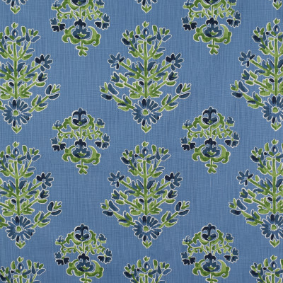 S1776 Cornflower Fabric: S15, BLUE AND GREEN PRINT, FLORAL PRINT, PRINT, BLUE, GREEN, MEDALLION, ANNA ELISABETH, BORDEAUX