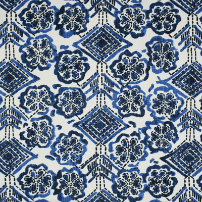 S1785 Sea Fabric: S15, GEOMETRIC, FLORAL, CONTEMPORARY, PRINT, BLUE AND WHITE, COBALT, NAVY, ANNA ELISABETH, BORDEAUX