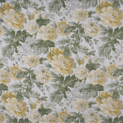 S2474 Endive Fabric: S31, ANNA ELISABETH, FLORAL PRINT, YELLOW FLORAL, GREEN FLORAL, FAUX LINEN PRINT, YELLOW FAUX LINEN