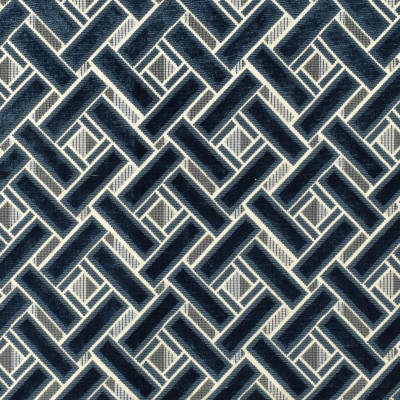 S2505 Indigo Fabric: S31, ANNA ELISABETH, GEOMETRIC VELVET, CUT VELVET, BLUE VELVET, BLUE GEOMETRIC, CONTEMPORARY VELVET, LATTICE VELVET, LATTICE CUT VELVET, LATTICE