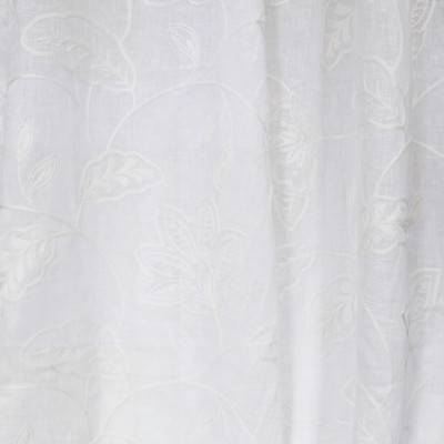 S2620 Snow Fabric: S33, WINDOW, ANNA ELISABETH, DRAPERY, WHITE FLORAL, WHITE, WHITE WINDOW, FLORAL EMBROIDERY, FLORAL WINDOW, EMBROIDERY, LINEN, 100% LINEN, LINEN FLORAL, LINEN EMBROIDERY