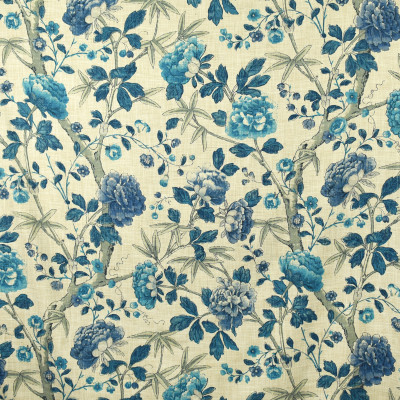 S2697 Delft Fabric: S35, ANNA ELISABETH, LARGE PRINT, LARGE SCALE, FLORAL PRINT, BLUE FLORAL, BLUE PRINT, DELFT, DELFT BLUE, JACOBEAN, JACOBEAN FLORAL