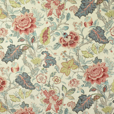 S2701 Blue Spruce Fabric: S35, ANNA ELISABETH, LARGE PRINT, LARGE SCALE, FLORAL PRINT, BLUE FLORAL, PINK FLORAL, GREEN FLORAL, JACOBEAN, JACOBEAN FLORAL