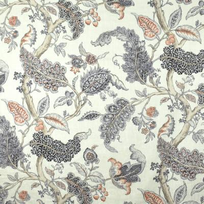 S2715 Bittersweet Fabric: S35, ANNA ELISABETH, LARGE PRINT, LARGE SCALE, PRINT, FAUX LINEN, FAUX LINEN PRINT, GRAY FLORAL, PINK FLORAL, FLORAL PRINT, GRAY FOLIAGE, PINK FOLIAGE, FOLIAGE PRINT