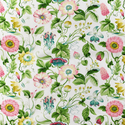 S2721 Spring Fabric: S35, ANNA ELISABETH, LARGE PRINT, LARGE SCALE, PRINT, FAUX LINEN, FAUX LINEN PRINT, PINK FLORAL, BLUE FLORAL, FLORAL PRINT, JACOBEAN, JACOBEAN PRINT, YELLOW FLORAL