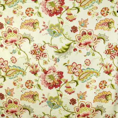 S2722 Blossom Fabric: S35, ANNA ELISABETH, LARGE PRINT, LARGE SCALE, PRINT, FAUX LINEN, FAUX LINEN PRINT, PINK FLORAL, BLUE FLORAL, FLORAL PRINT, JACOBEAN, JACOBEAN PRINT, YELLOW FLORAL