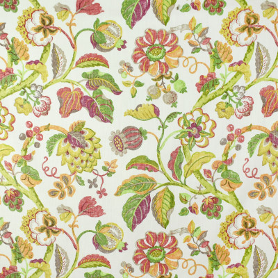 S2727 Papaya Fabric: S35, ANNA ELISABETH, LARGE PRINT, LARGE SCALE, PRINT, FAUX LINEN, FAUX LINEN PRINT, PINK FLORAL, ORANGE FLORAL, FLORAL PRINT, JACOBEAN, JACOBEAN PRINT, YELLOW FLORAL