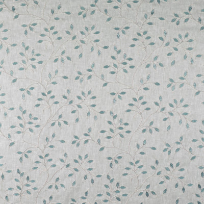 S3012 Aquamarine Fabric: S41, ANNA ELISABETH, NFPA 260, NFPA260, FLORAL, FOLIAGE, EMBROIDERY, BLUE, FLORAL EMBROIDERY, FOLIAGE EMBROIDERY, BLUE EMBROIDERY, AQUA, WINDOW